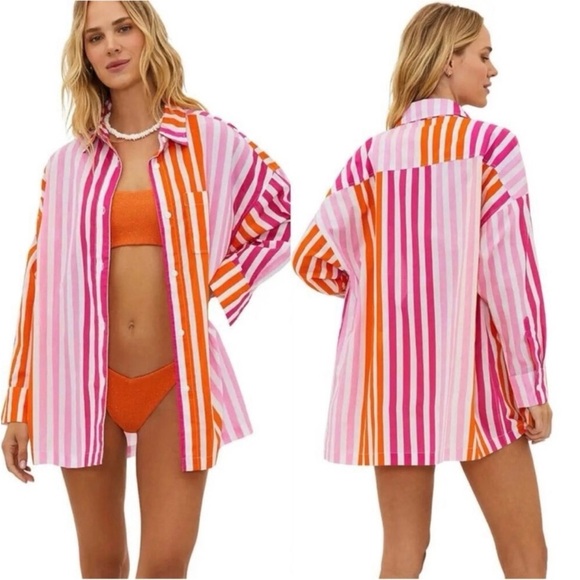 Beach Riot Alexa Top Sunset Stripe Swim Cover Up - Picture 1 of 11